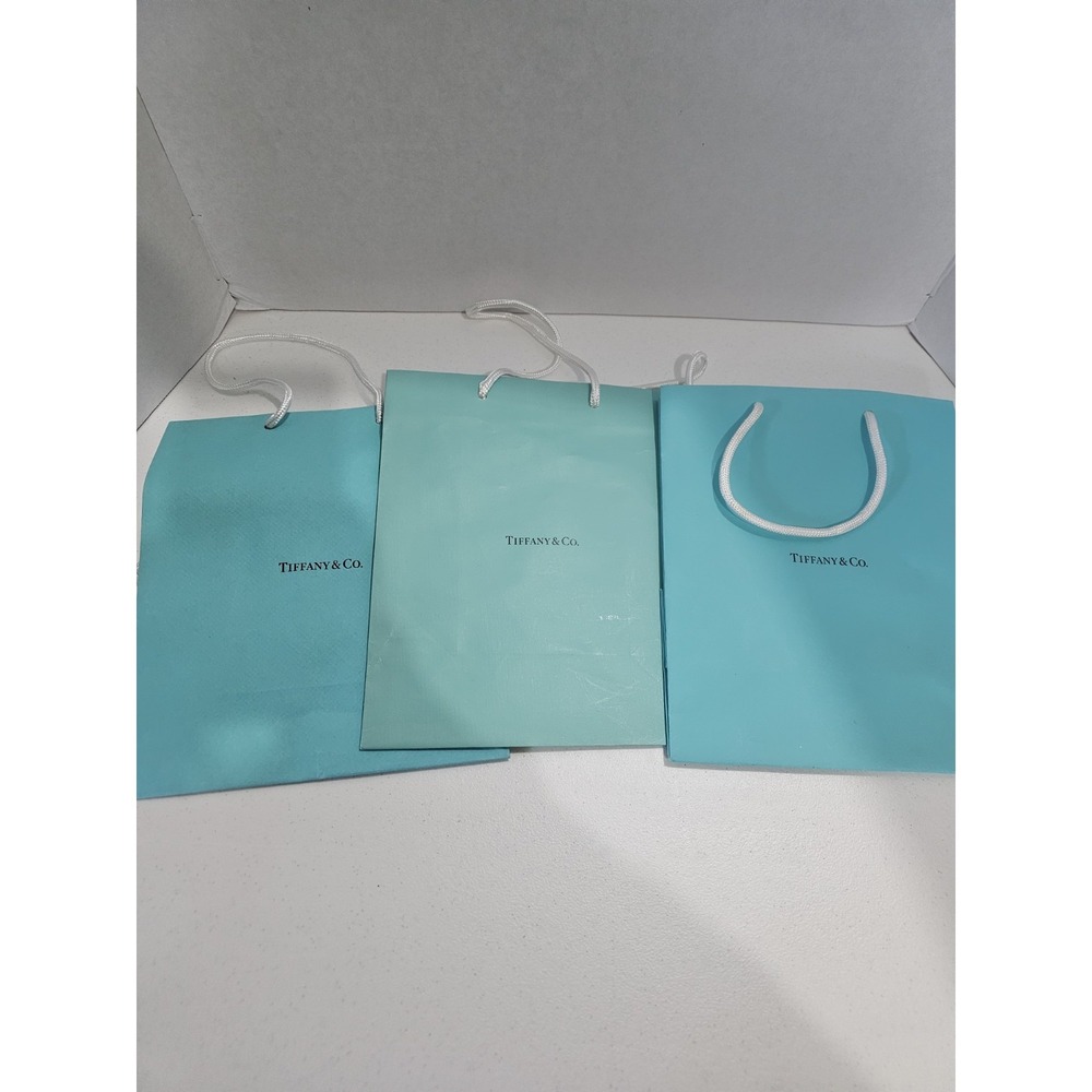 Tiffany & Co. Shopping Bags Lot of 3 Small Gift Bags Blue